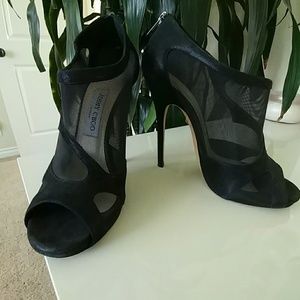 Jimmy Choo Black Mesh Metallic Leather Bootie